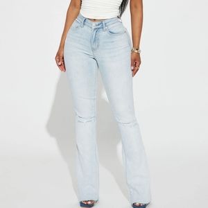 Light blue boot cut jeans
